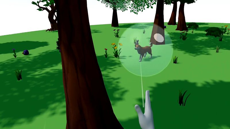 Cena do jogo Resgate dos Gatos em realidade virtual